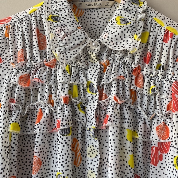 Zara Basic Coral Reef Button Up Blouse - Picture 7 of 9